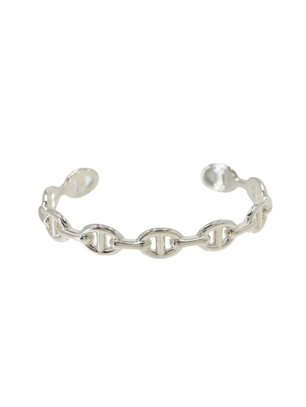 Hermes Chaine D'ancre Enchainee Bangle LG 17 925 Sterling Silver Bracelet